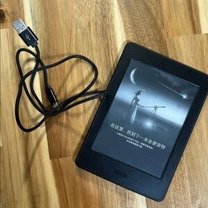 Black E-Reader with USB Cable